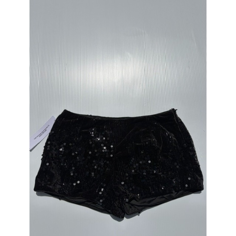 Princess Polly Micro Shorts Womens Size 4 Black Sequin Velvet Glitter Party Y2K